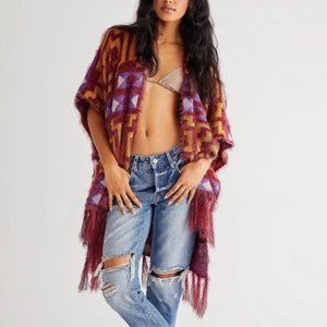 Free People Diamondback Kimono in Wine
